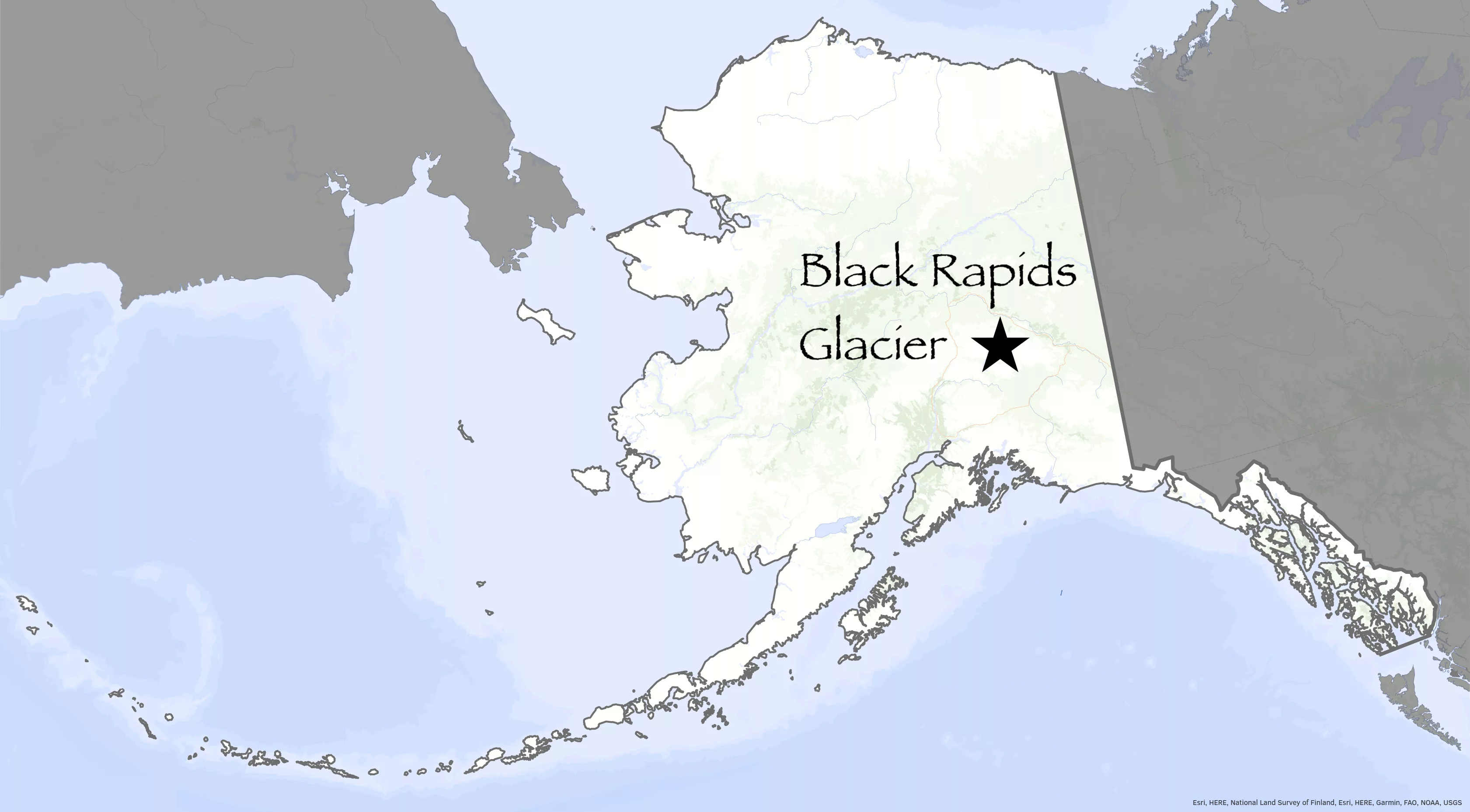 Map of Black Rapids Glacier, Alaska