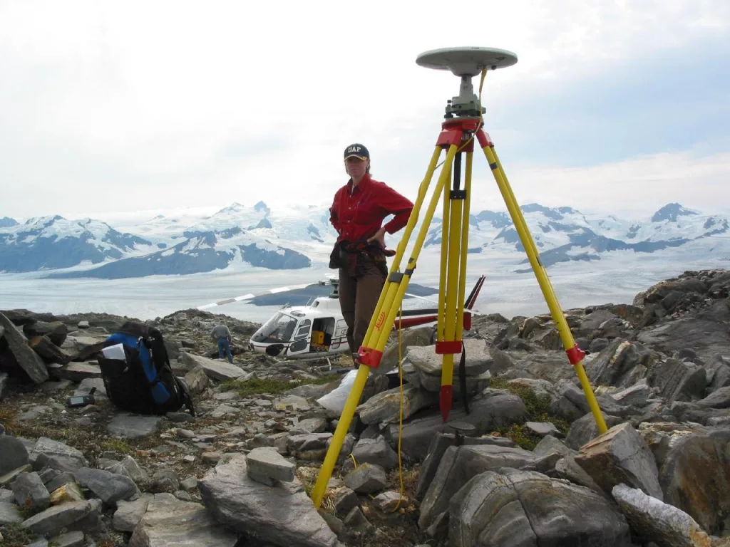 Seismologist Natalia Ruppert performs earthquake fieldwork above Yakutat, Alaska, in 2023. Photo courtesy Natalia Ruppert.