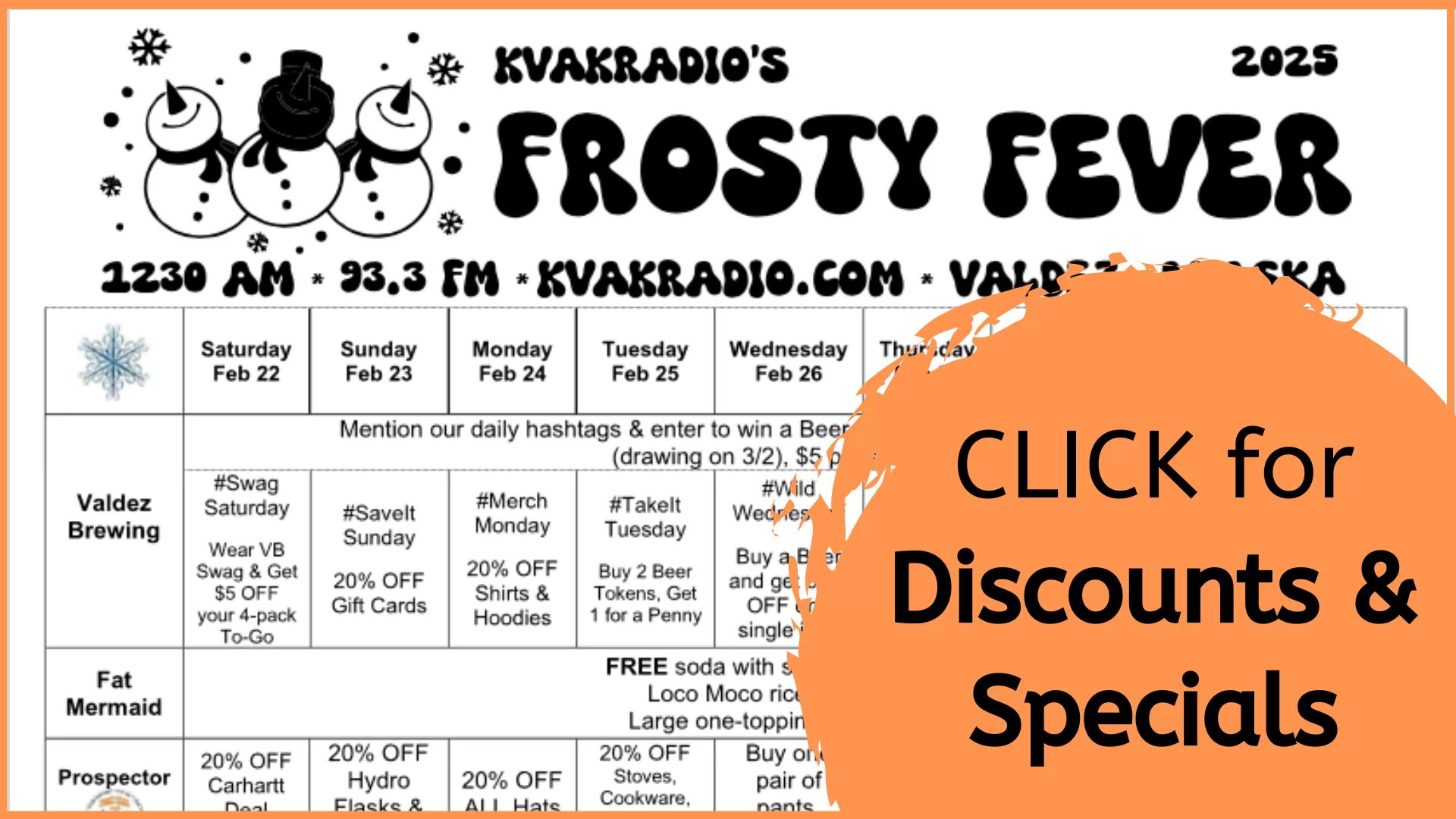 Frosty Fever Discounts and specials button 2025