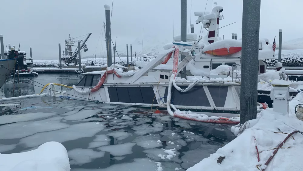 Sinking boat in the Valdez Harbor