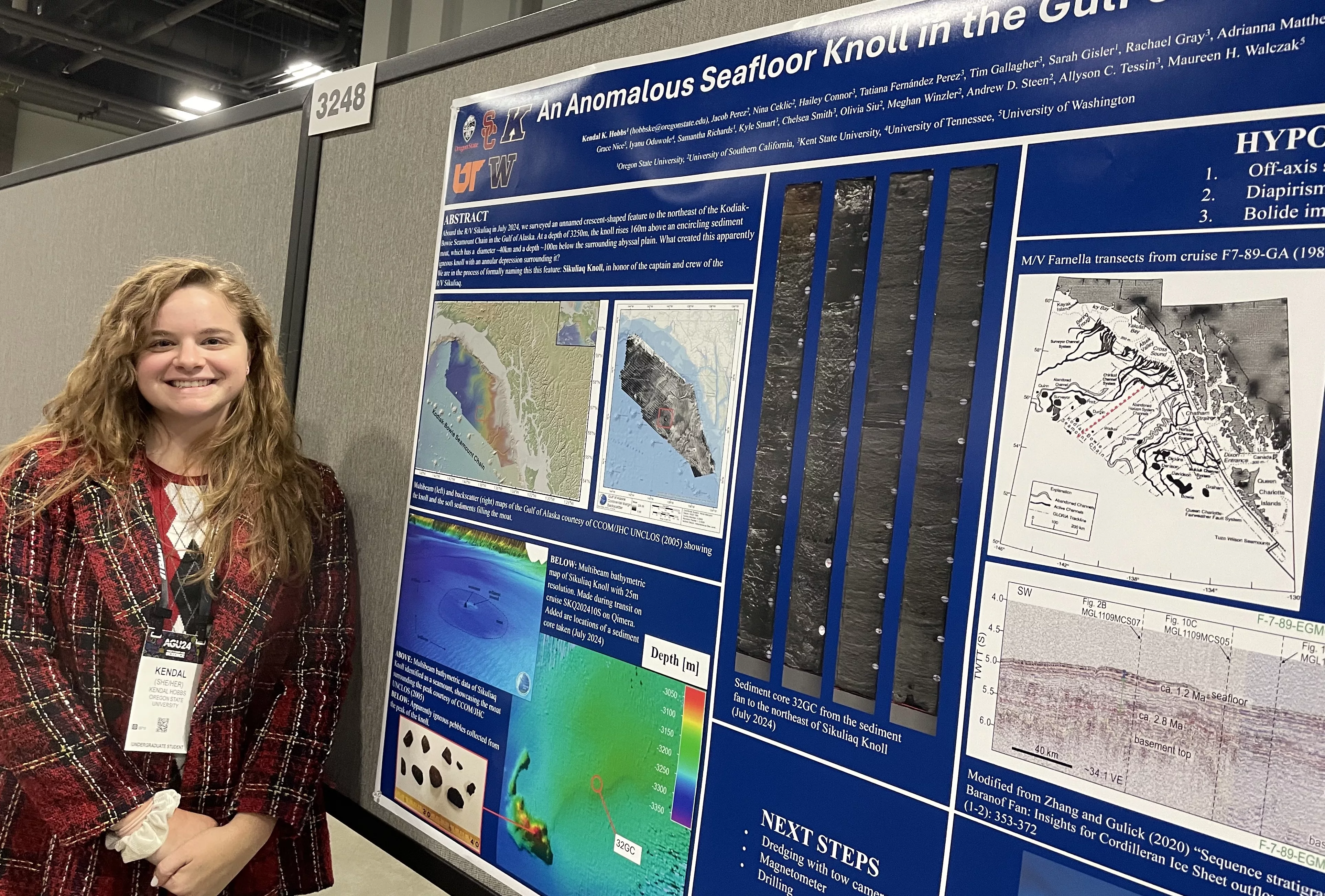 Kendal Hobbs tried to find the origin of an undersea mountain while she was at the Fall Meeting of the American Geophysical Union in Washington, D.C. in December 2024. Photo by Ned Rozell.