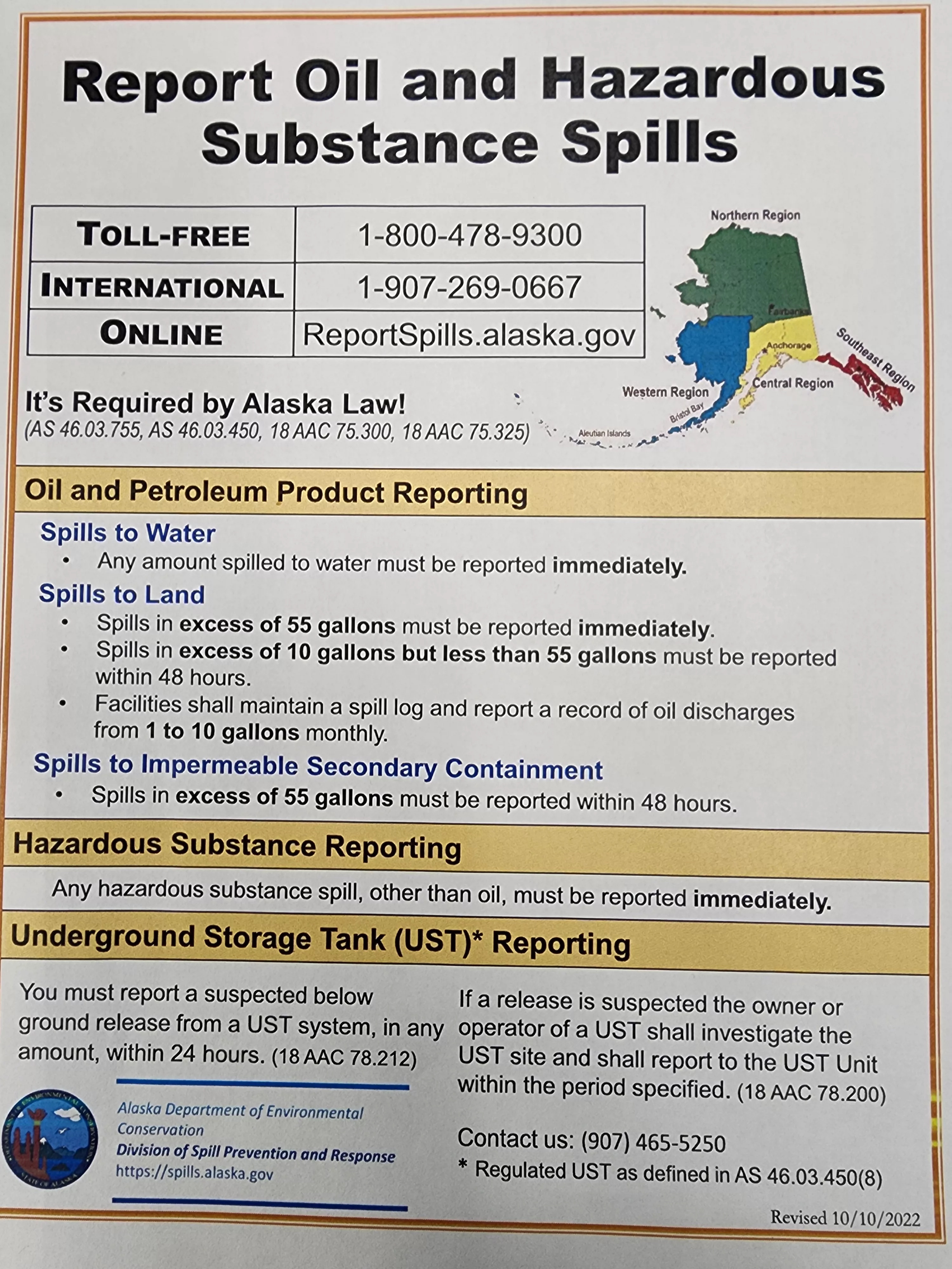 Instructions to Report Hazardous Substance Spills