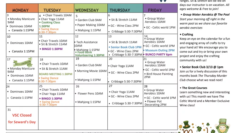 March 2025 Senior Center Activity Calendar