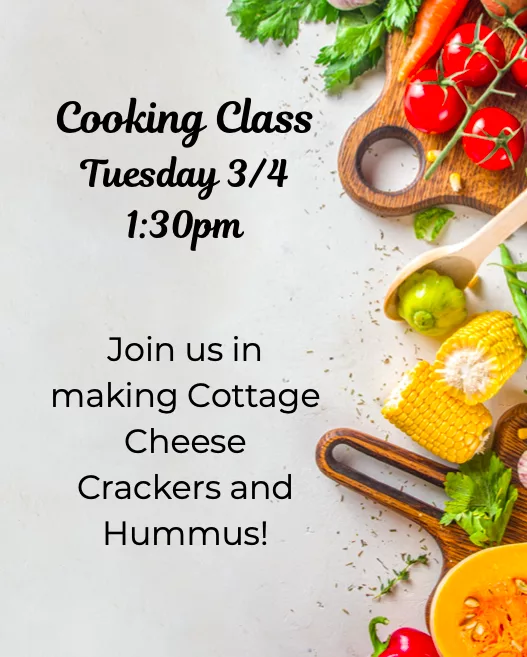 Valdez Senior Center cooking class flyer