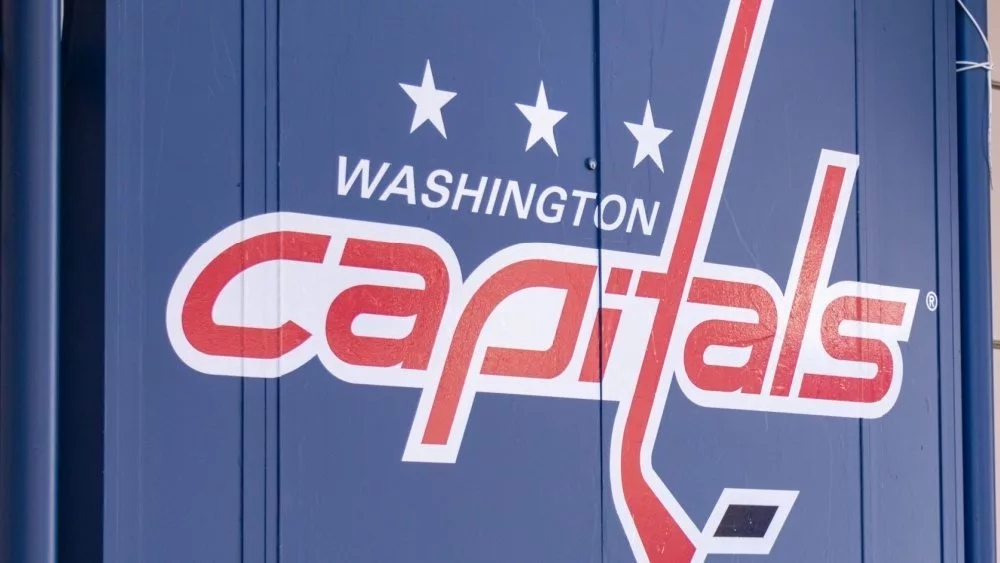 Washington Capitals logo^ on the side of their home arena Capital One Arena in downtown D.C. WASHINGTON^ DC^ USA - December 12^ 2019