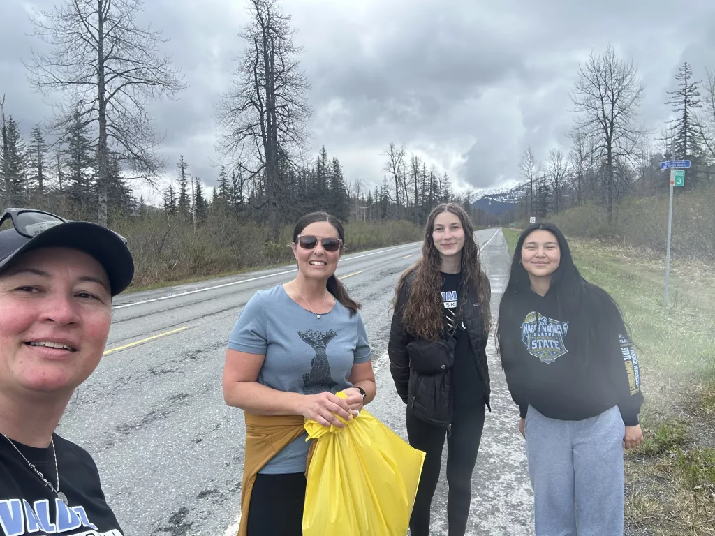 VHS students and coaches participating in the City of Valdez Clean Up Day, May 2025