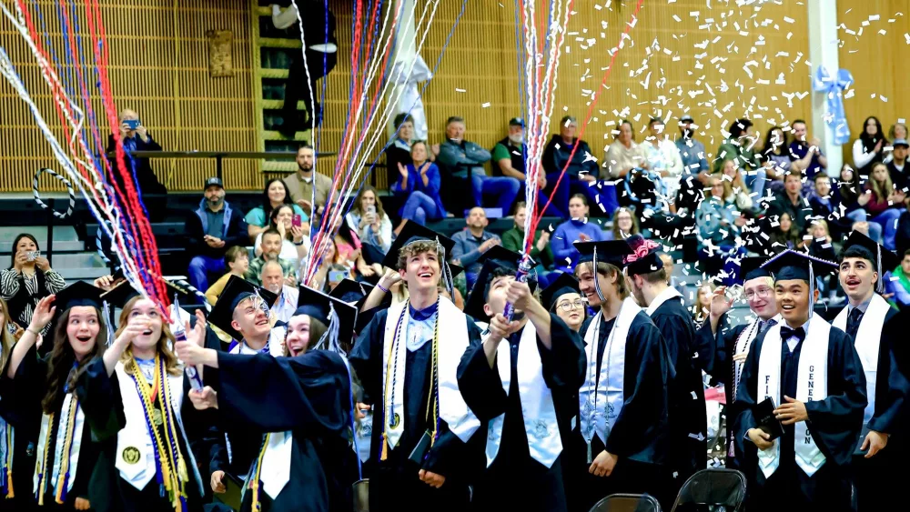 VHS 2025 graduates celebrating with confetti, Photo by Joe Prax