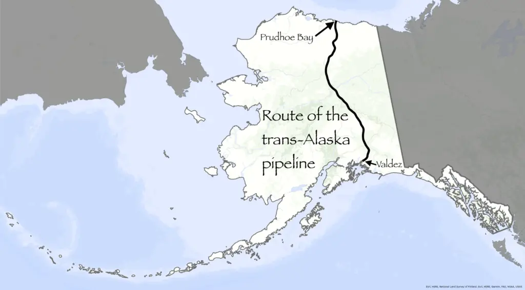 Route of trans-Alaska pipeline