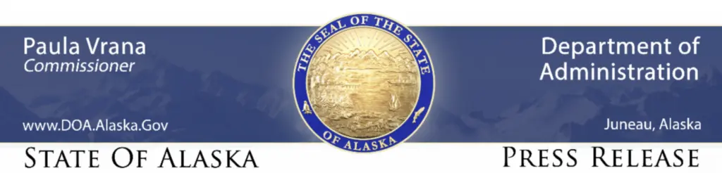 Alaska Dept of Administration Header, Commissioner Paula Vrana