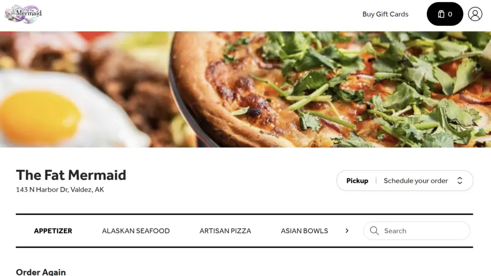 Fat Mermaid order screen.