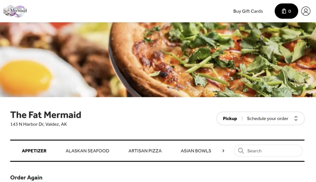 Fat Mermaid order screen.