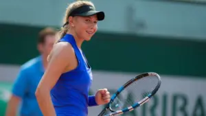 Amanda Anisimova at the 2017 Roland Garros Grand Slam tennis tournament. PARIS^ FRANCE - MAY 28