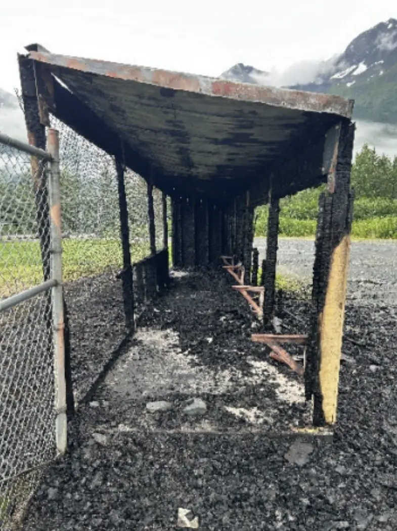 Fire in the baseball dugouts, July 2025