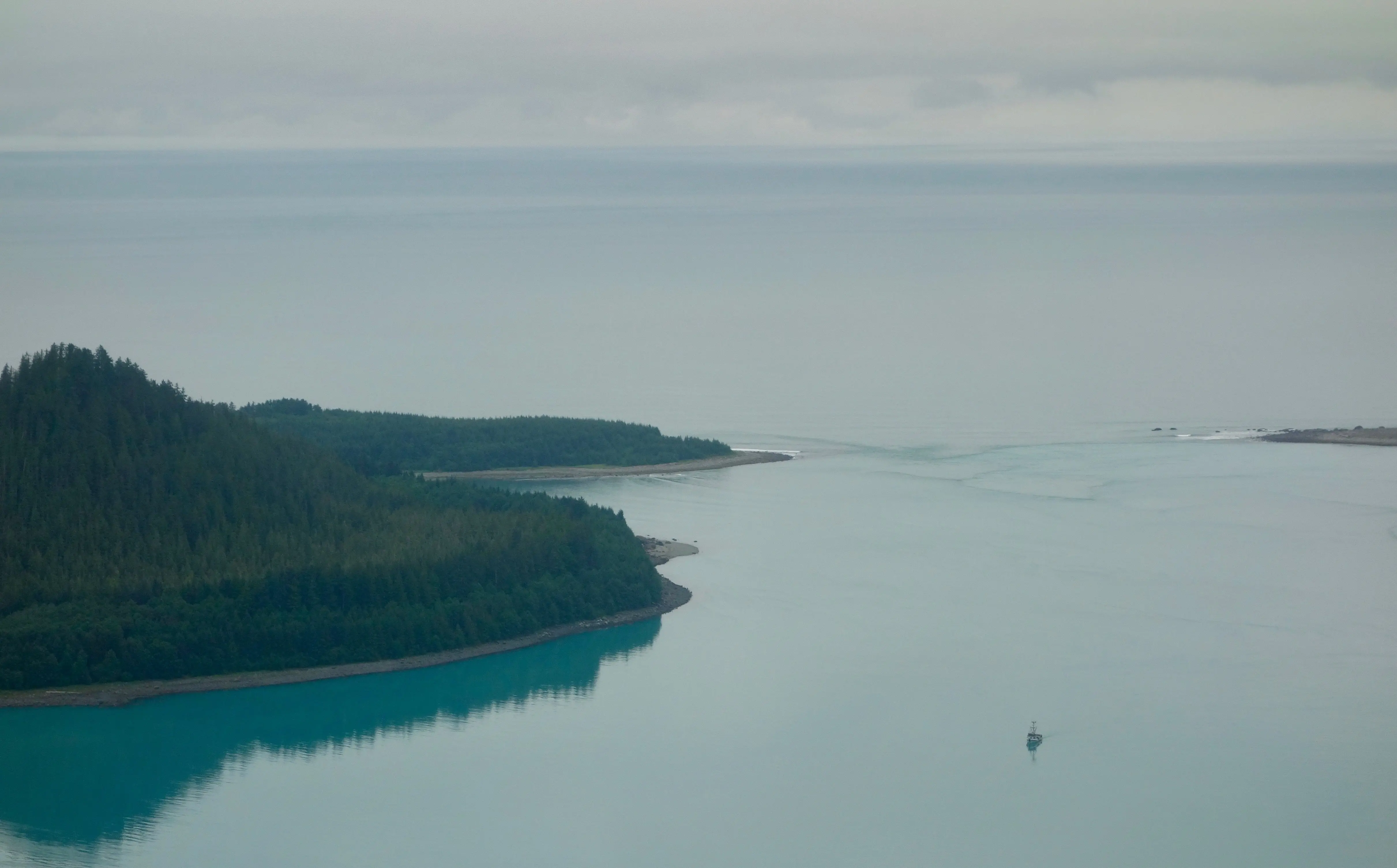 A ship enters Lituya Bay on the incoming tide in July, 2021. Photo by Ned
Rozell.