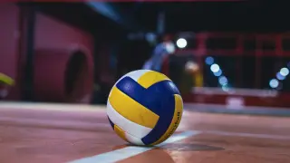 Volleyball sitting on the floor
