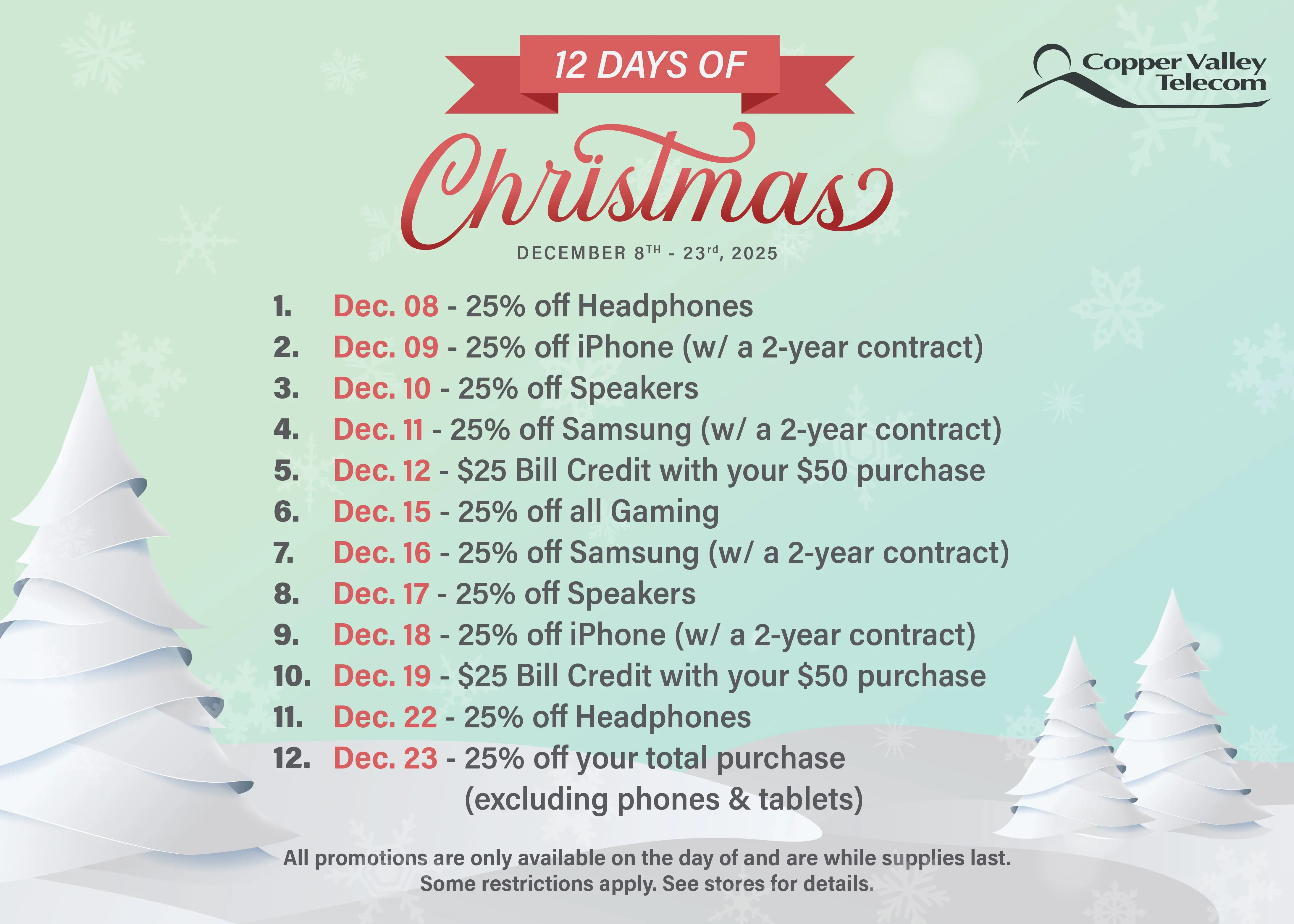 Copper Valley Telecom 12 days of Christmas