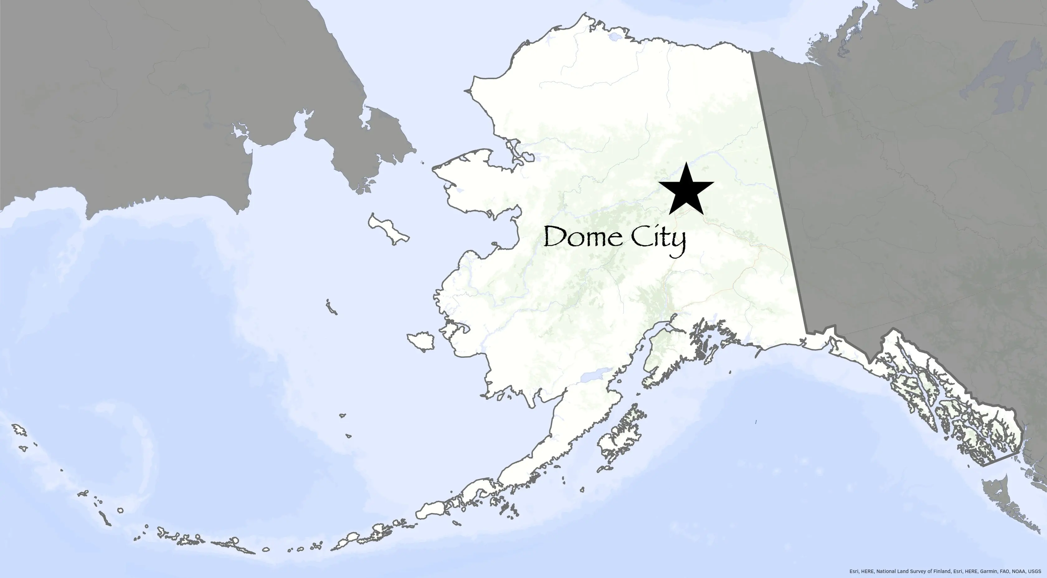 Dome City on a map of Alaska