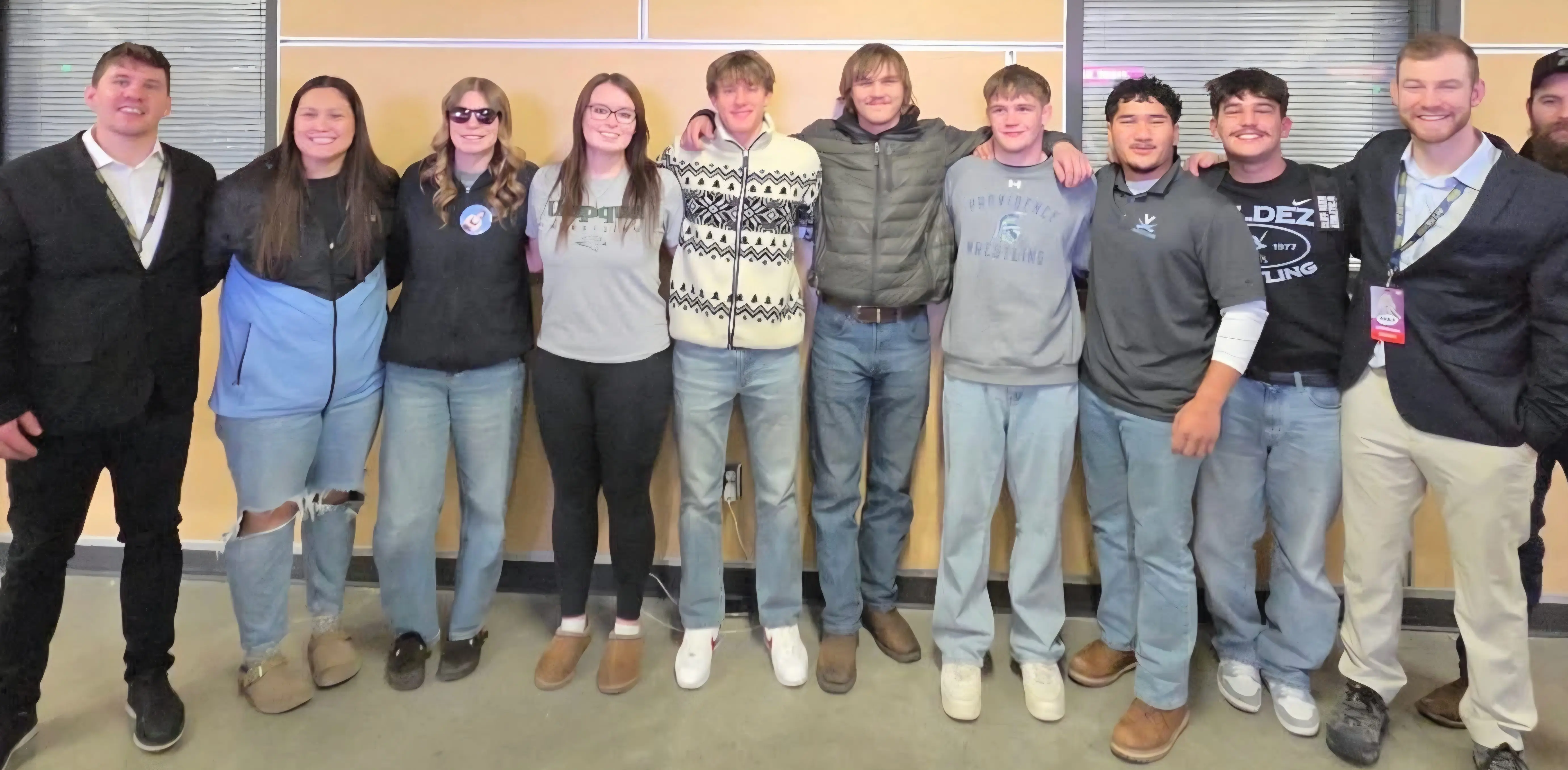 Our Valdez Alumni Wrestlers showed up this weekend to support the Wrestling Team at the State Tournament! Jana Allen, Carlie Vanbuskirk, Alyvia Askren-Weber, Jarrett Gage, Dalen Beck, McKennon Mayer, Angelo Tudela and Romen Weber. Photo by Keristyn Weber 