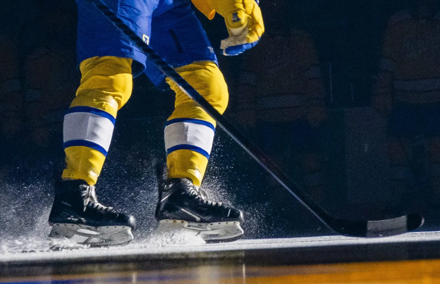 A University of Alaska Fairbanks skater takes the ice against Long Island University in February 2024. UAF photo by Leif Van Cise.
