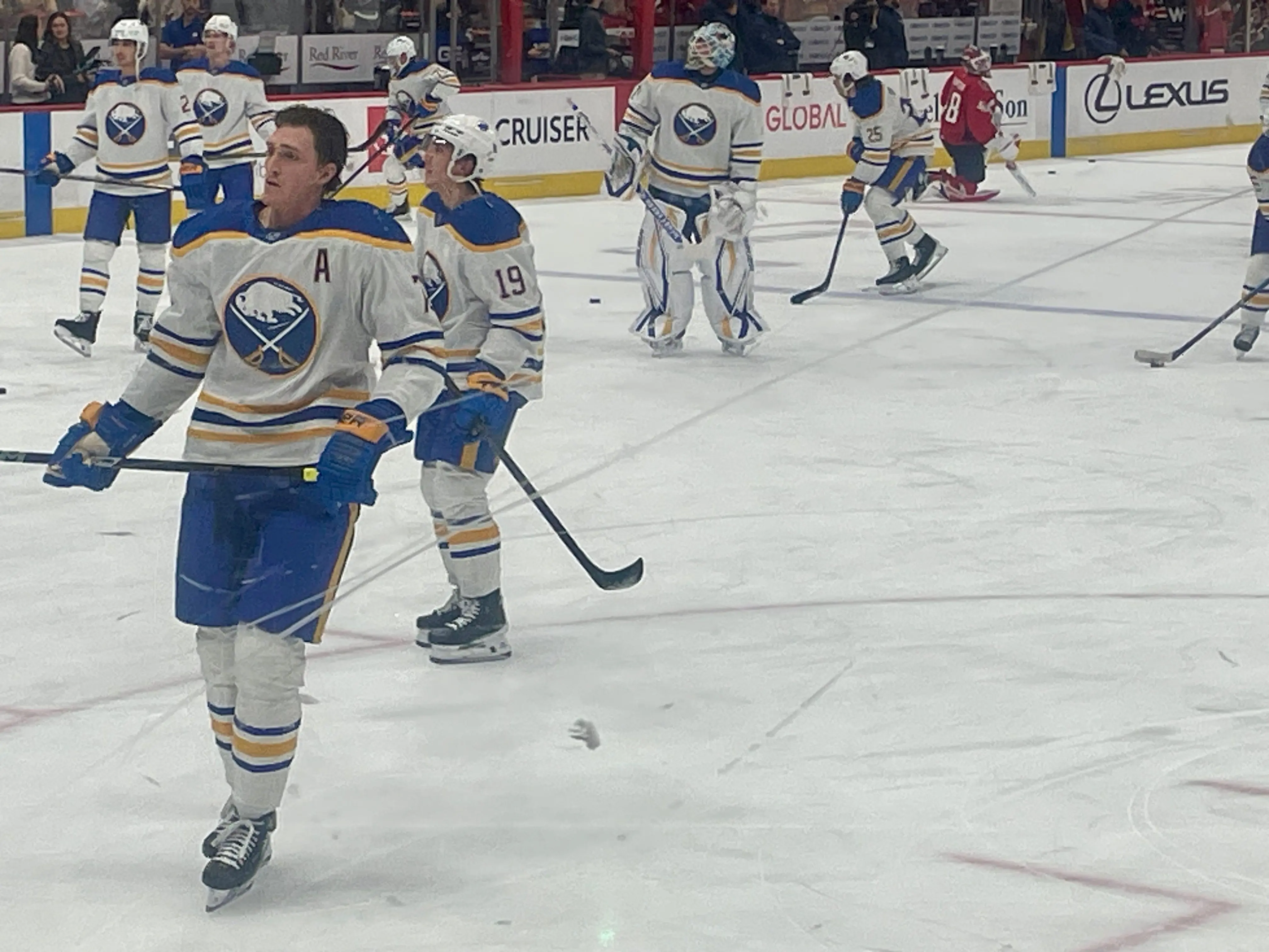 2. Six-foot-six Tage Thompson of the Buffalo Sabres possesses one of the fastest slap shots in the modern game. Photo by Ned Rozell.