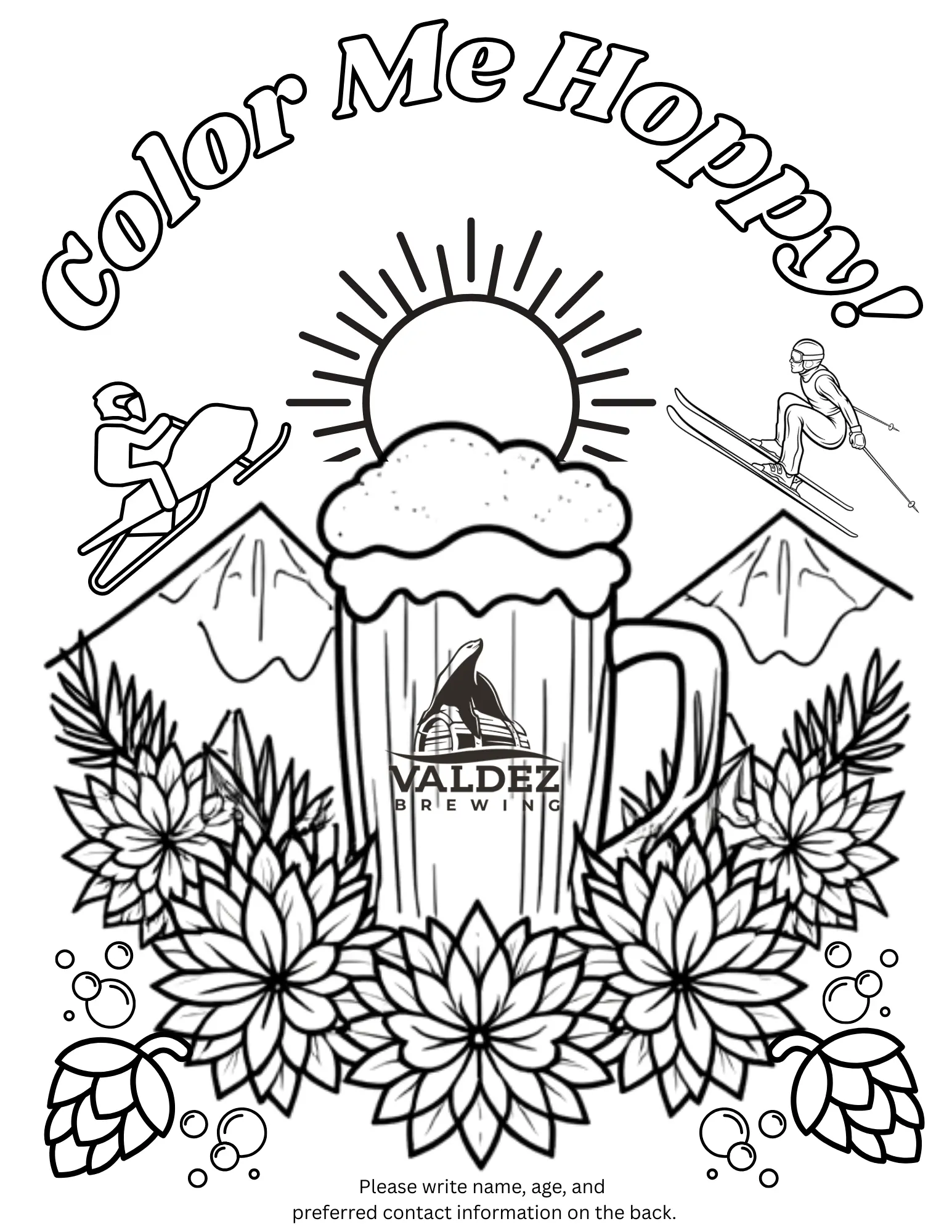 Color Me Hoppy Coloring Sheet, Alaska Beer Week 2026