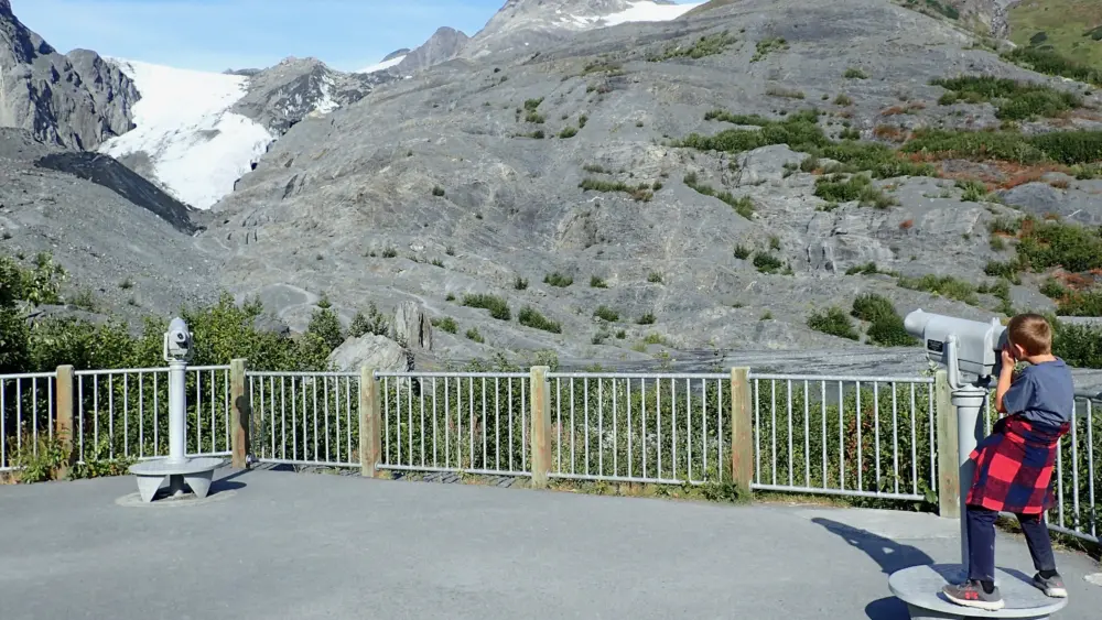 Alaska glaciers, such as Worthington here near Valdez, have shrunk the height of a 10-story building since 1950. Ned Rozell photo.