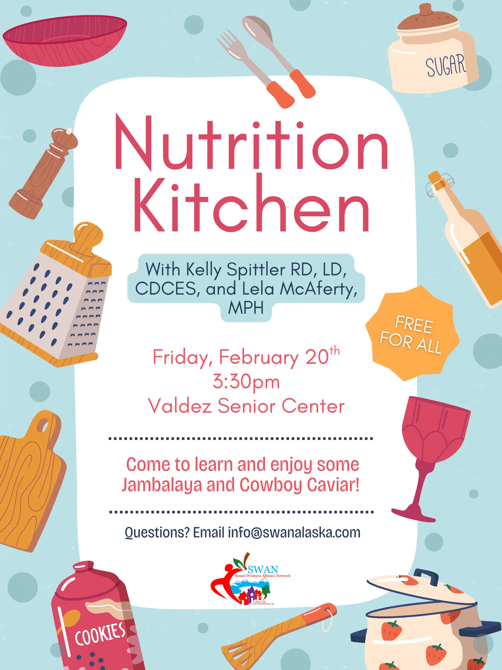 Nutrition Kitchen Flyer, Friday, Feb 20th at the Valdez Senior Center