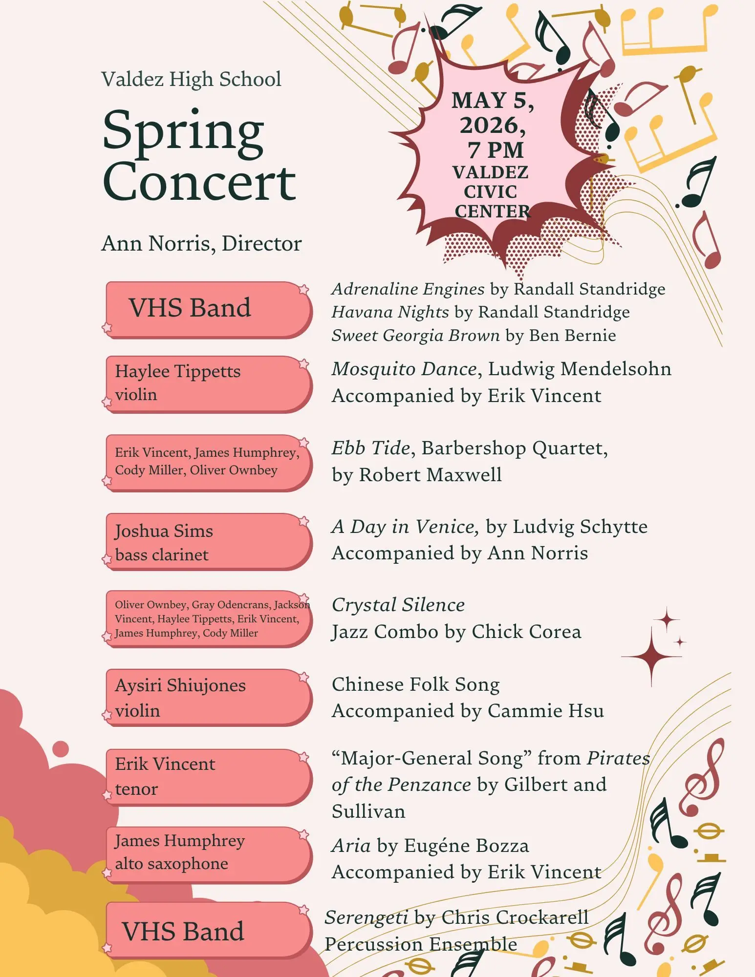 VHS Spring Concert 2026, May 5th