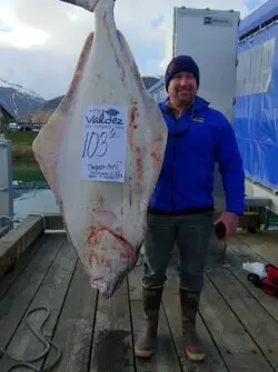 Nathan Kennedy of Fairbanks, AK, Currently 1st Place in the Valdez Halibut Derby
