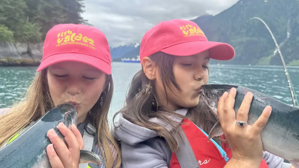 Lena Bouchard & Avery Bugni fishing in Port Valdez