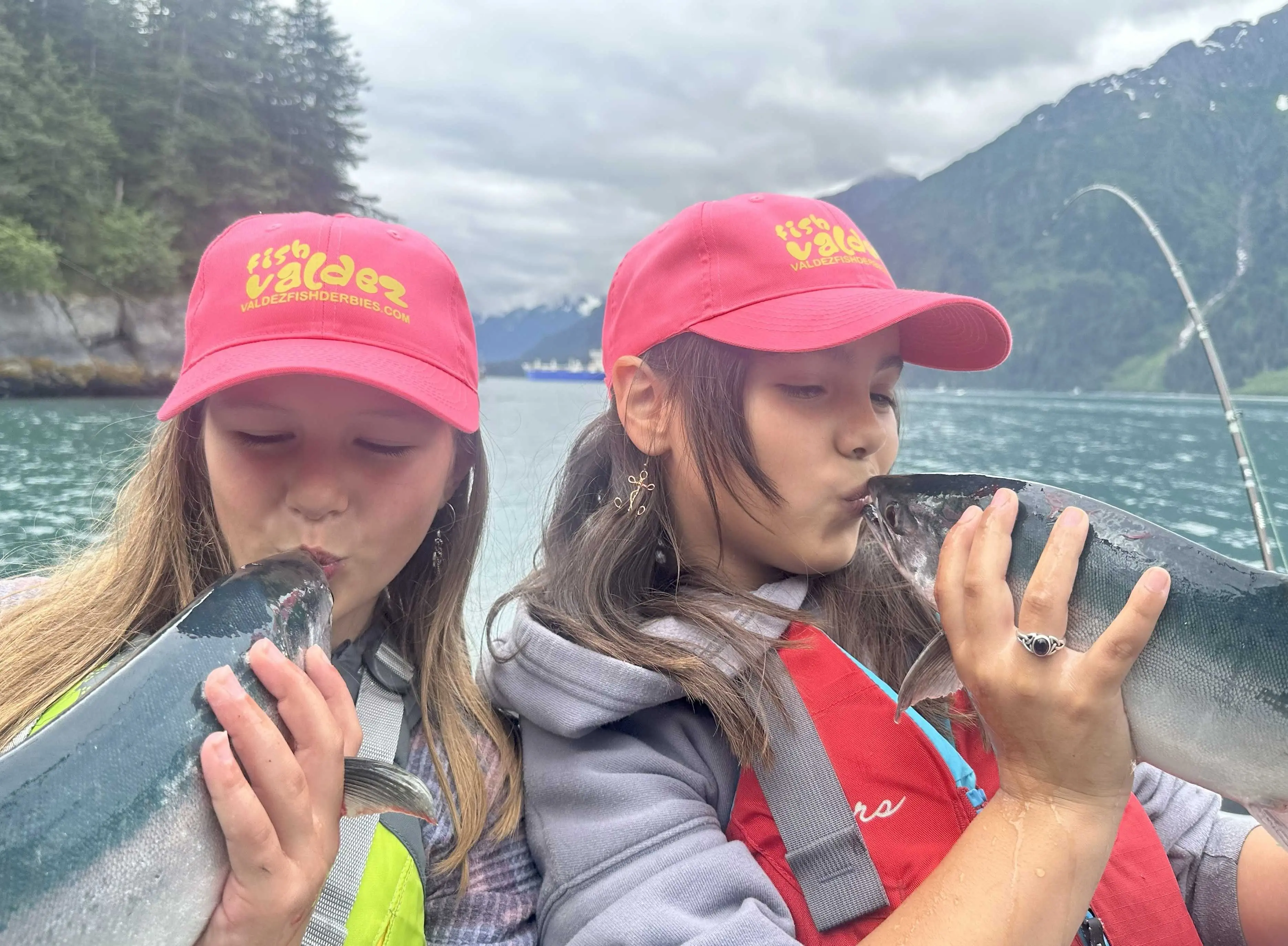 Lena Bouchard & Avery Bugni fishing in Port Valdez