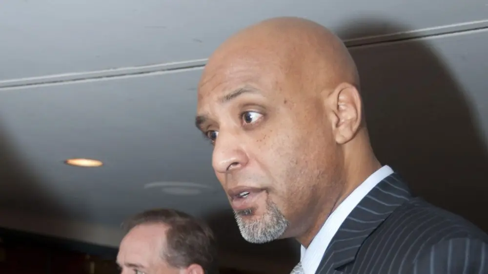 WASHINGTON^ DC APRIL 11: Former Major League Baseball Player Tony Clark attends a luncheon at the National Press Club^ April 11^ 2012 in Washington^ DC