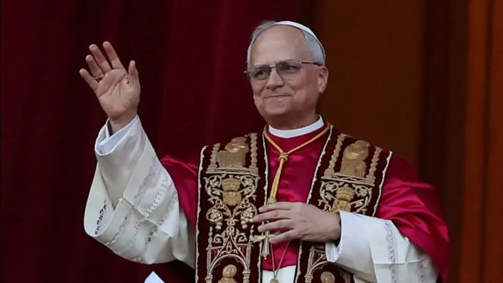 Pope Leo XIV appears on the central balcony of St. Peter's Basilica Rome^ Italy 08-05-2025