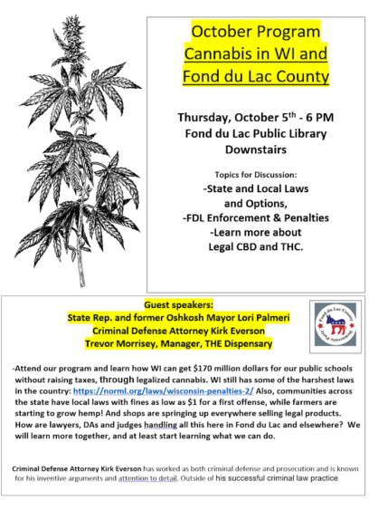 10-5-23 fdl county democratic party hosting public forum on legalizing  marijuana | Radio Plus - Part 27