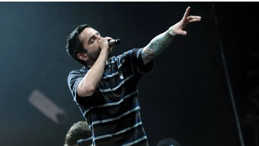 Singer Jeremy McKinnon of American rock band A Day to Remember during performance at festival Rock for People in Hradec Kralove^ Czech republic^ July 3^ 2015.