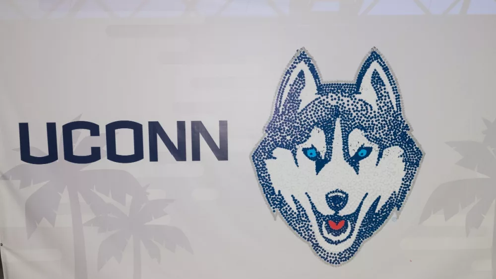UCONN Huskies Banner in the Tampa Convention Center During the 2019 NCAA Women's Final Four Tampa Bay. Tampa^ Florida / USA - April 6^ 2019