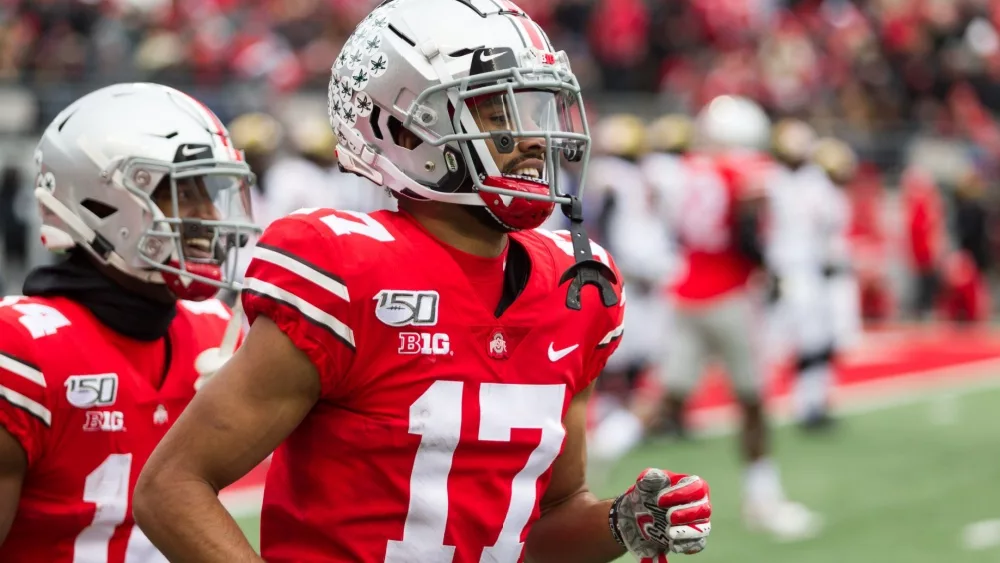 Chris Olave #17 - NCAA Division 1 Football University of Maryland Terrapins Vs. Ohio State Buckeyes on November 11th 2019 at the Ohio State Stadium in Columbus^ Ohio USA