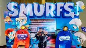 Smurfs movie Display at the cinema to promote the movie. BANGKOK^ THAILAND^ 26 May 2025
