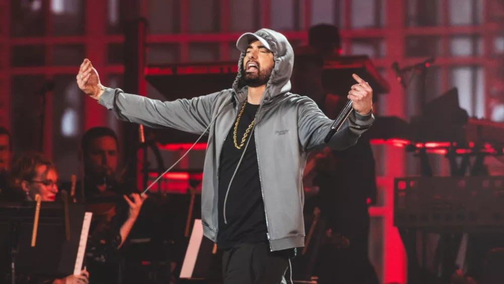 Eminem in Concert at The Michigan Central Station. Detroit^ Michigan June 6 2024