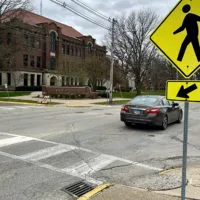 Traffic flows on South Street near the Knox College campus in Galesburg.