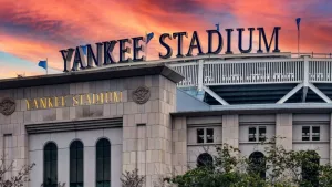 Entrance and sign at Yankee Stadium in the Bronx^ NY. January 3^ 2024