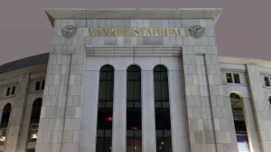 Yankee Stadium at night in winter. BRONX^ NEW YORK - FEBRUARY 20