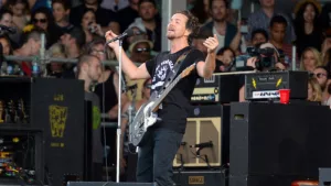 Pearl Jam lead singer Eddie Vedder performs at the 2016 New Orleans Jazz and Heritage Festival. New Orleans^ LA - April 22^ 2016