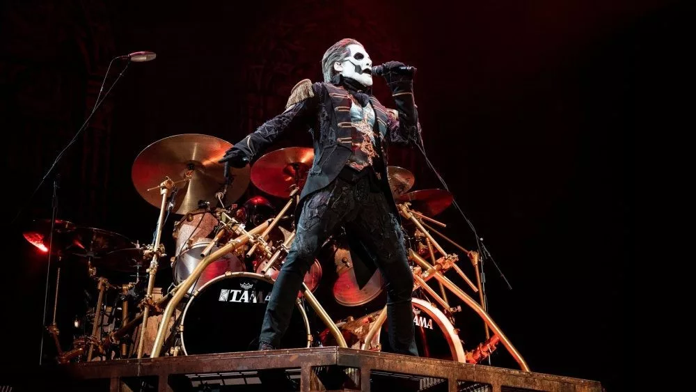 Tobias Forge of the band Ghost performs " Imperatour" tour at Chicago's Allstate Arena in Rosemont^ IL^ USA. Chicago^ IL USA - February 18 2022