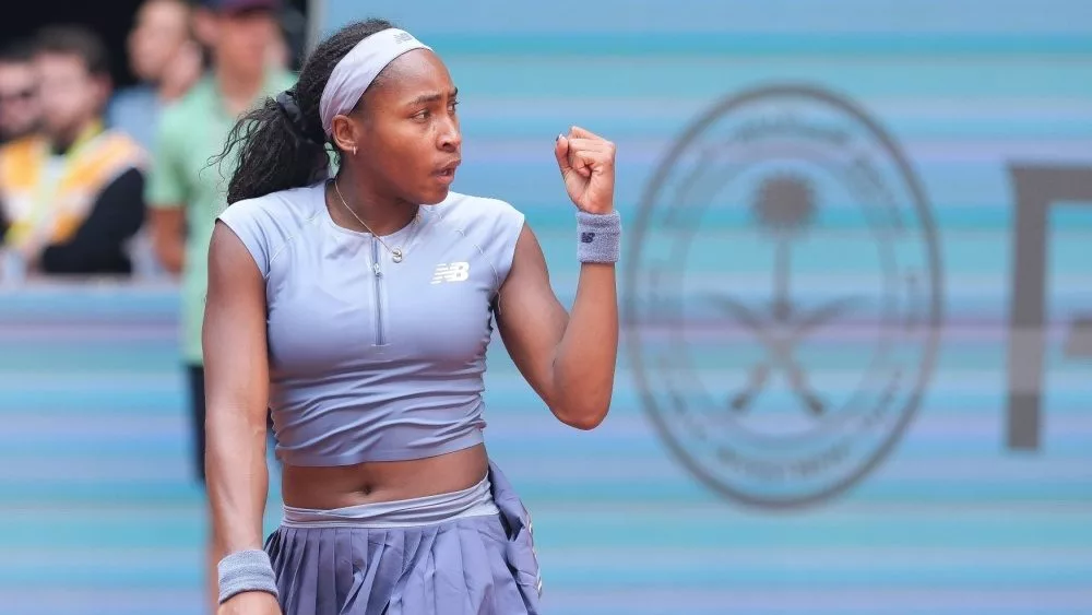 Coco Gauff of USA in action the Mutua Madrid Open at La Caja Magica on April 30^ 2025 in Madrid^ Spain