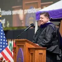 Gov. JB Pritzker delivers the commencement address on Sunday^ June 8^ 2025^ at Knox College.