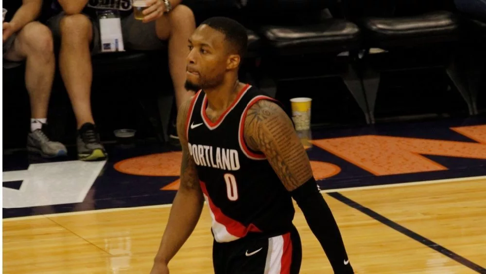 DAMIAN LILLARD guard for the Portland Trailblazers at Talking Stick Resort Arena in Phoenix Arizona USA October 11^2017.