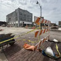 The Simmons Street Streetscape and Parking Lot Improvement Project as seen at the intersection of Kellogg and Simmons streets on Tuesday^ Sept. 9^ 2025.
