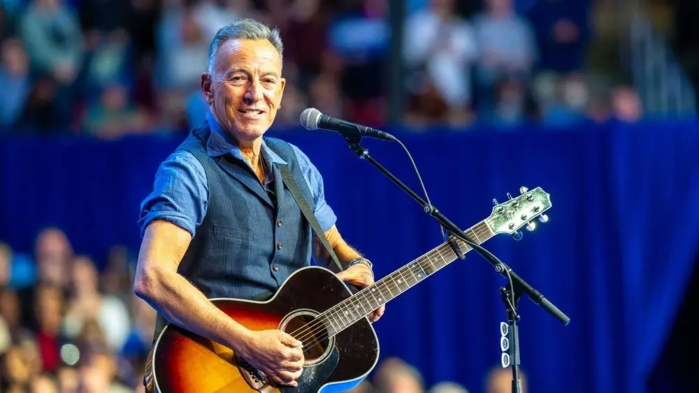 Bruce Springsteen performs on stage at the Liacouras Center in Philadelphia. October 28^ 2024.