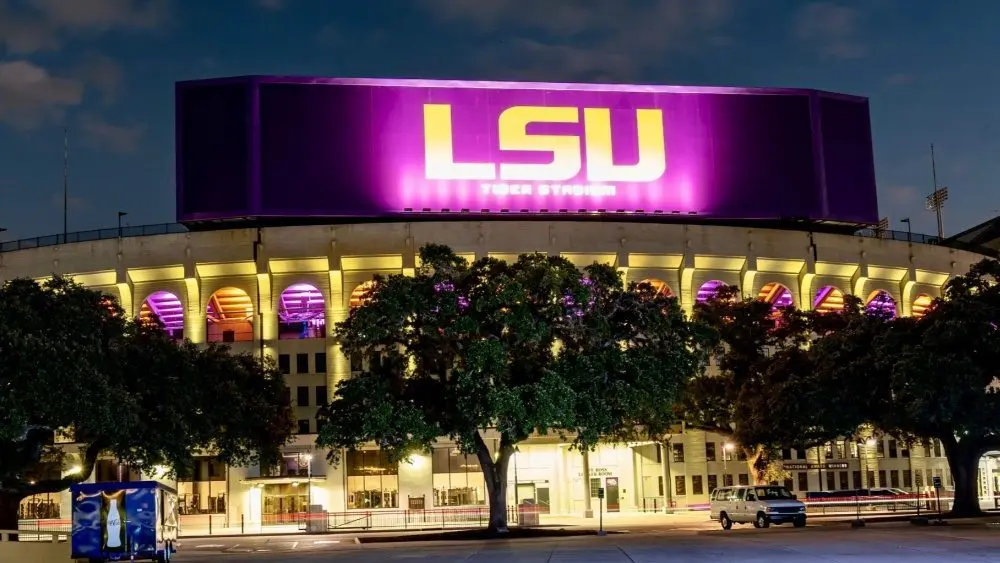 Tiger Stadium at Louisiana State University (LSU) at night Baton Rouge^ LA^ USA - 09.16.2024